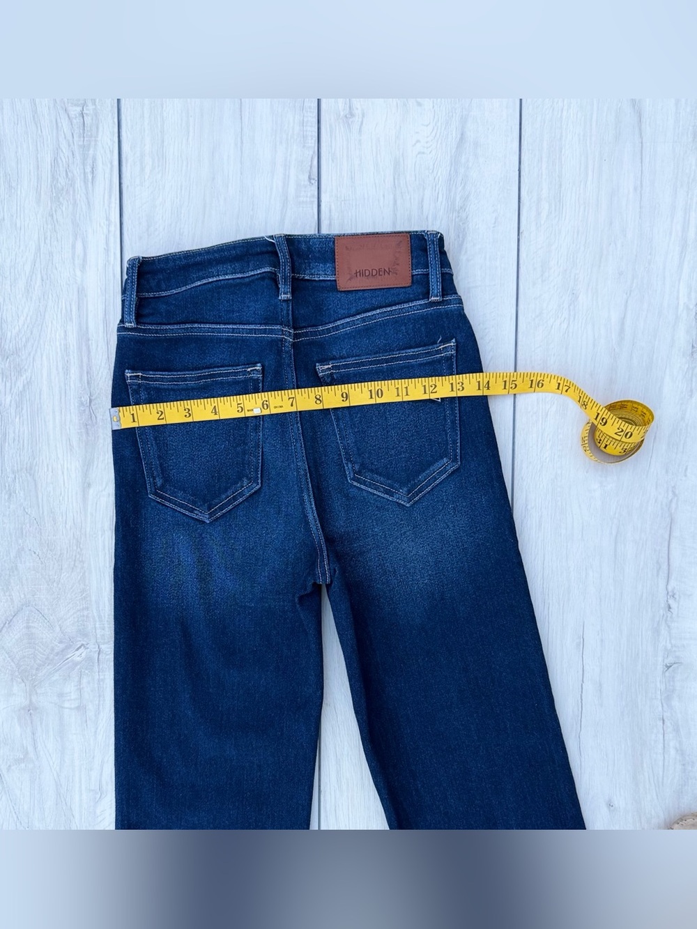 Hidden Jeans Straight Leg Deep Indigo Raw Hem High Rise 24 Baddie Y2K Minimalist - Picture 9 of 13